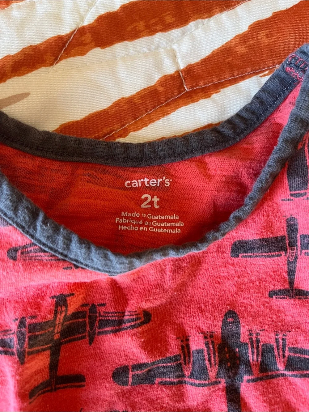 Carter's Red Tank Top with Black Airplane Print - Kids
